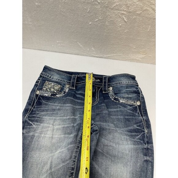 MISS ME Denim Women's Embellished Mid Rise Capri Jeans Sz 25 - Picture 3 of 9
